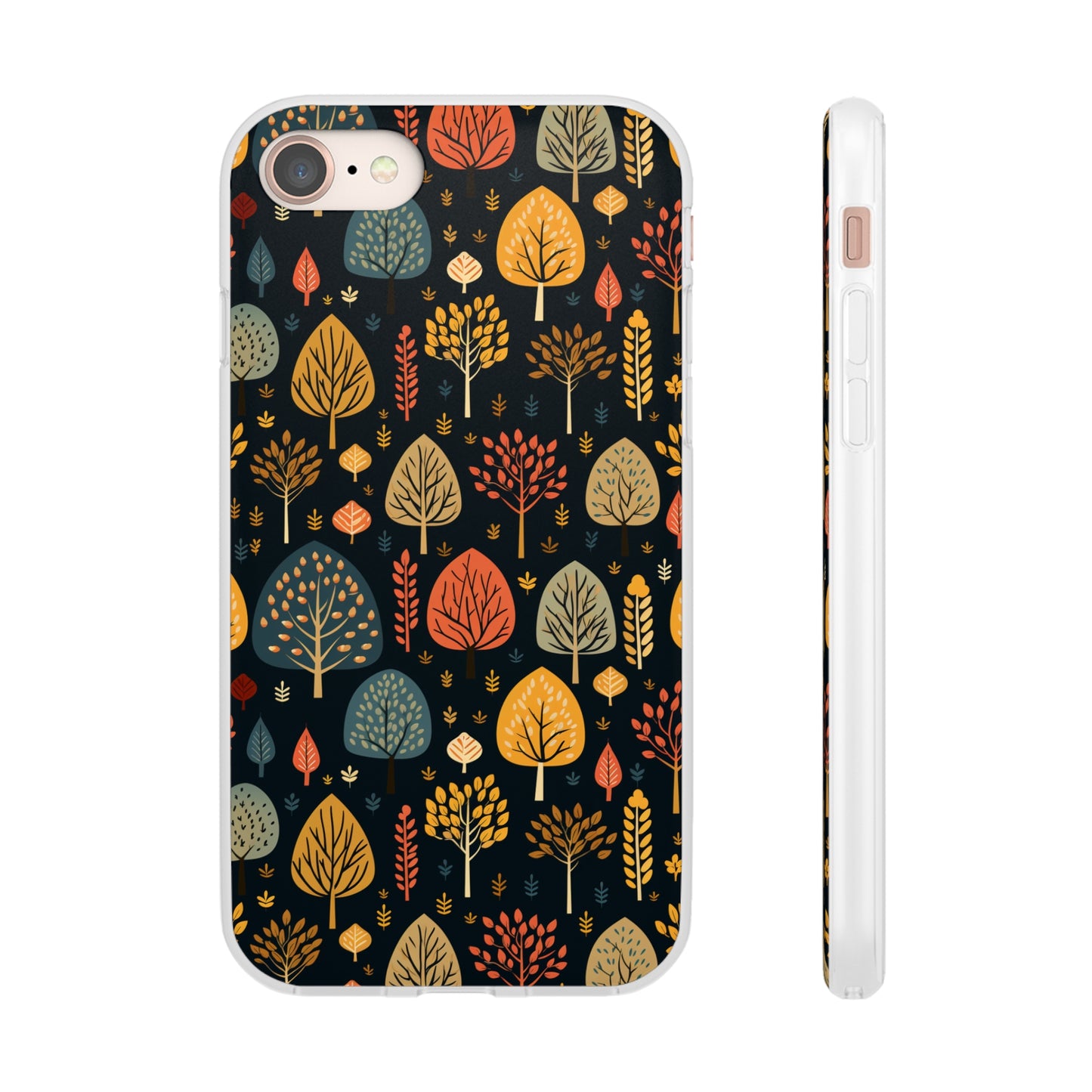 Mid-Century Mosaic: Dappled Leaves and Folk Imagery - Flexible Phone Case