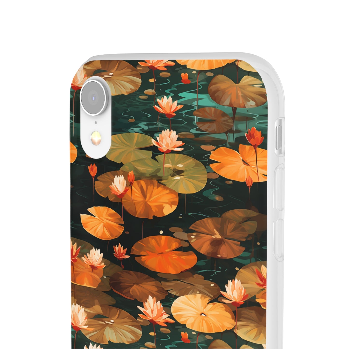 Orange Lotus Whisper: Autumn on the Water - Flexible Phone Case