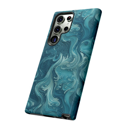 Azure Depths: Layered Blue Topographic Design Tough Phone Case