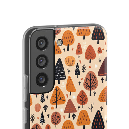 Terracotta Tree Tapestry: A Playful Autumn Mosaic - Flexible Phone Case