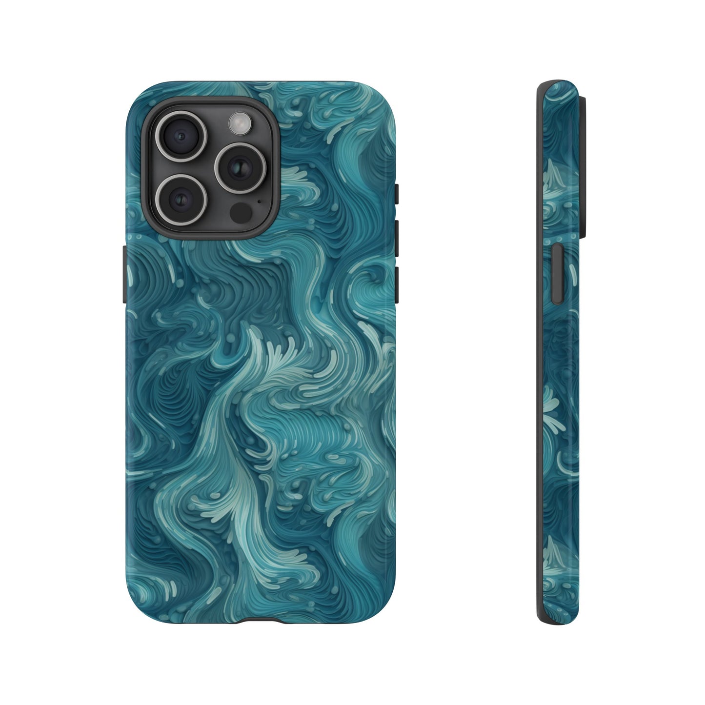 Azure Depths: Layered Blue Topographic Design Tough Phone Case