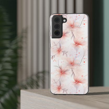 Whispering Petals: Subtle Grey & Pastel Red Gradient Phone Case