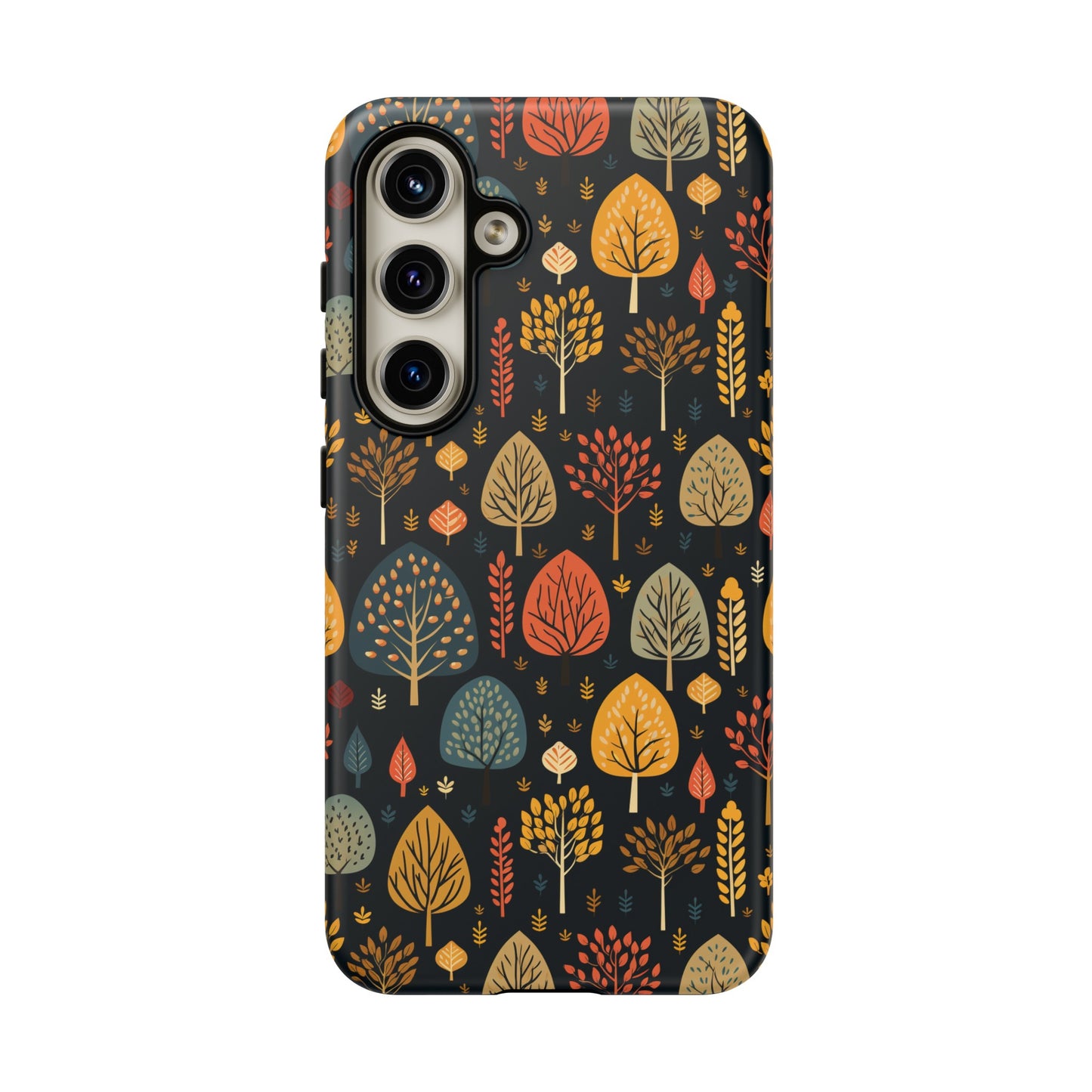 Mid-Century Mosaic: Dappled Leaves and Folk Imagery - Tough Phone Case