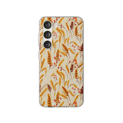 Golden Harvest: An Autumn Collage of Wheat and Berries - Flexible Phone Case