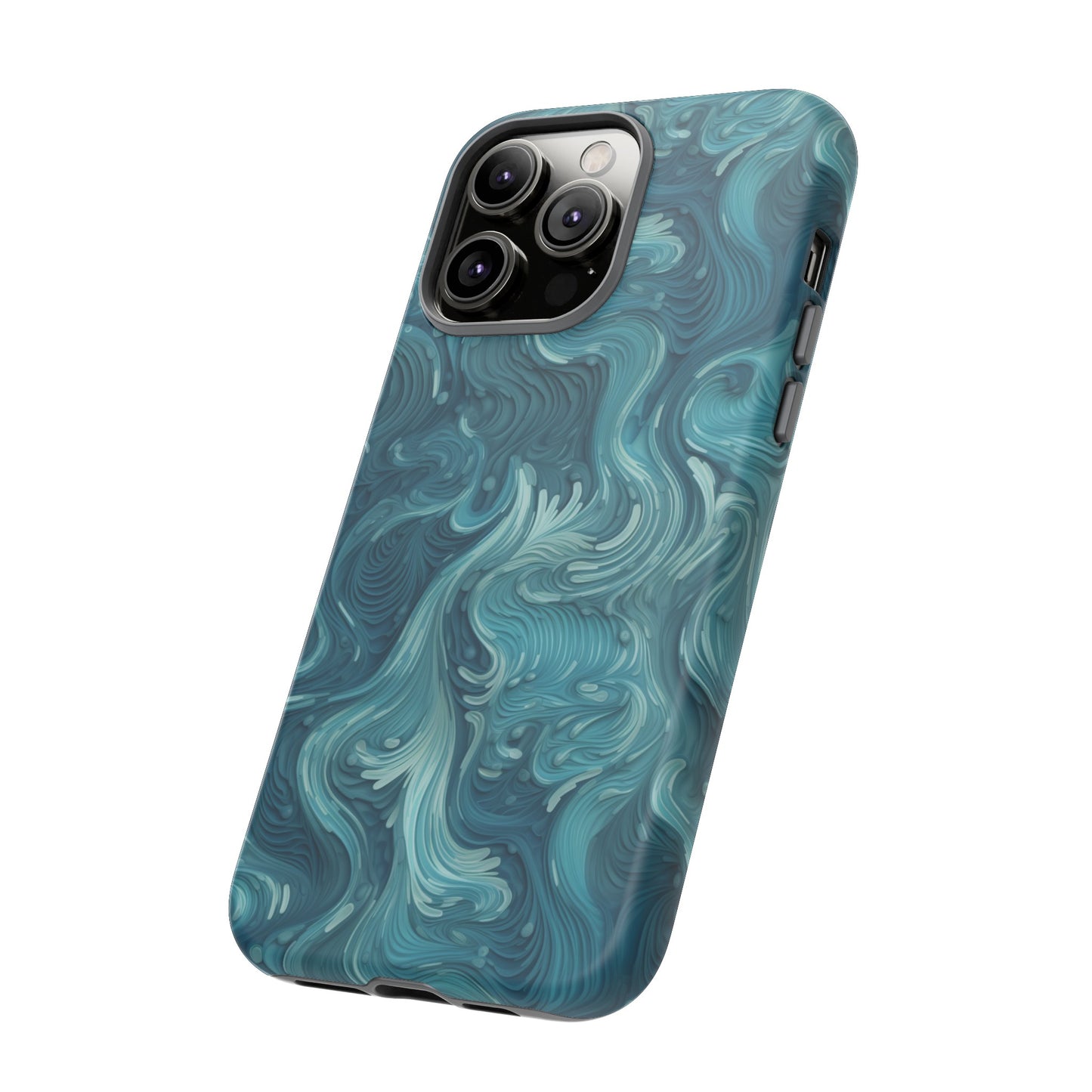 Azure Depths: Layered Blue Topographic Design Tough Phone Case