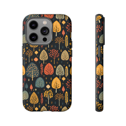 Mid-Century Mosaic: Dappled Leaves and Folk Imagery - Tough Phone Case