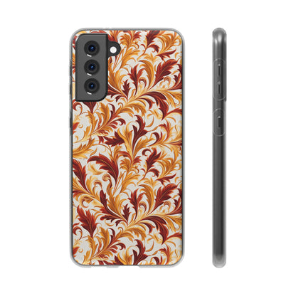 Swirling Autumn: Vortexes of Fall Foliage in Gold and Bronze - Flexible Phone Case