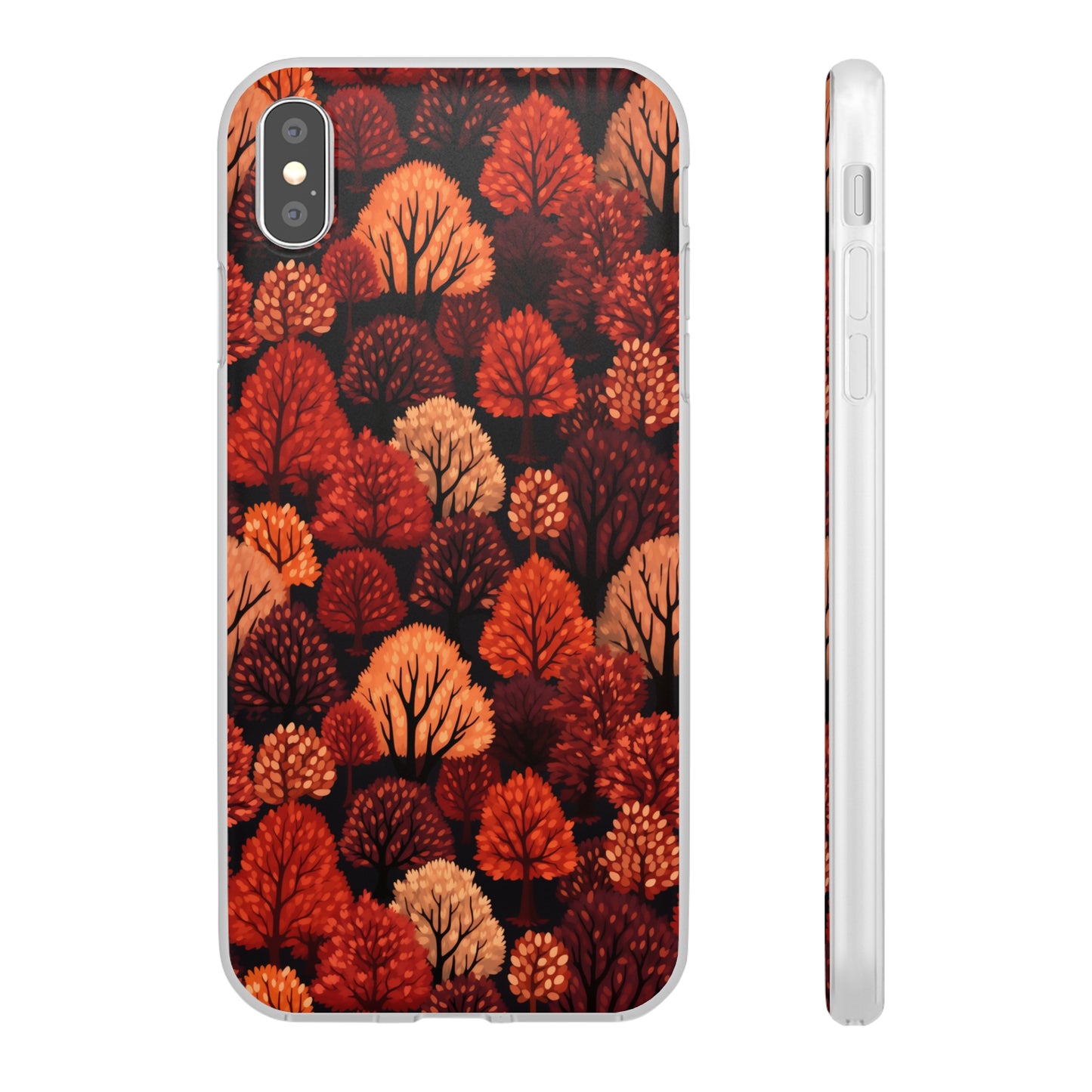 Crimson Forest: Autumn Trees in Vibrant Detail - Flexible Phone Case