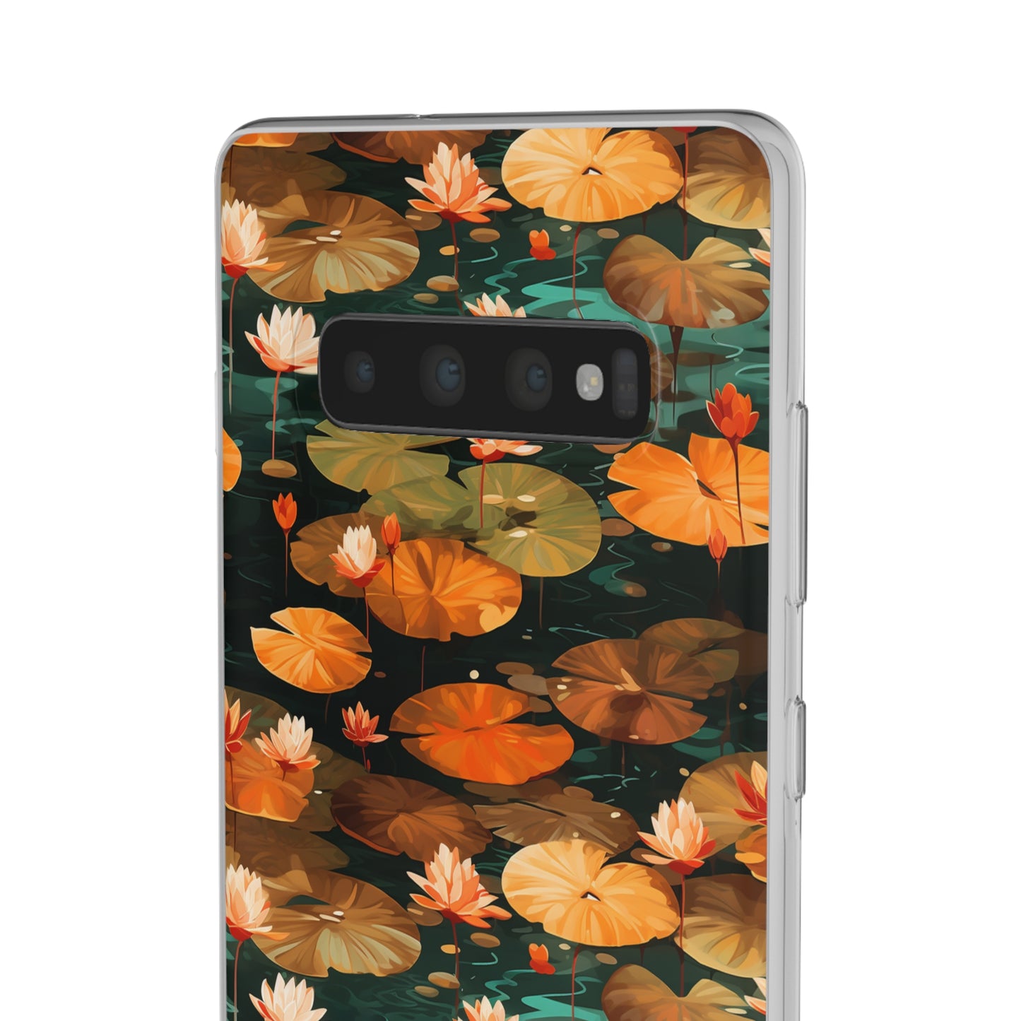 Orange Lotus Whisper: Autumn on the Water - Flexible Phone Case