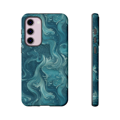 Azure Depths: Layered Blue Topographic Design Tough Phone Case