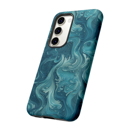 Azure Depths: Layered Blue Topographic Design Tough Phone Case