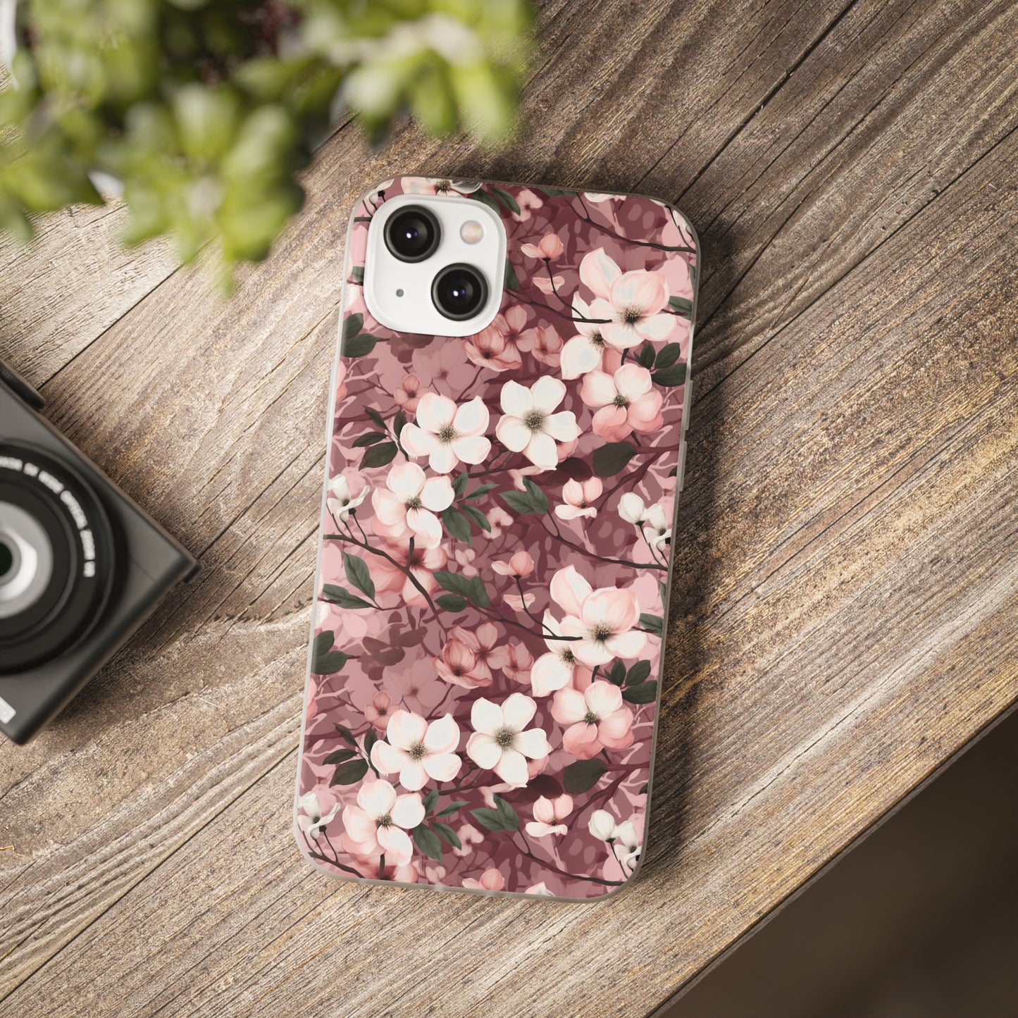 Sparse Dogwood Blossom Phone Case - Elegant Floral Design for Your Smartphone - Flexi Cases Phone Case Pattern Symphony iPhone 14 Plus with gift packaging  