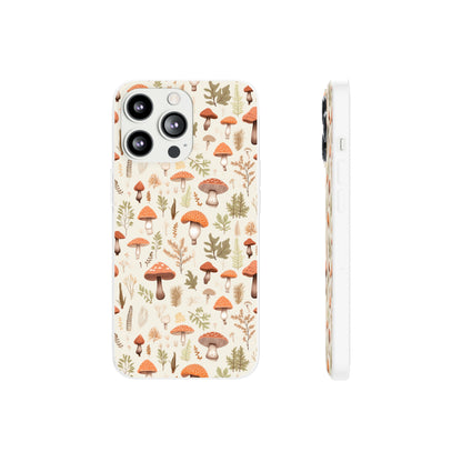 Mushroom Haven - Autumnal Tones Botanical illustration - Flexible Phone Case