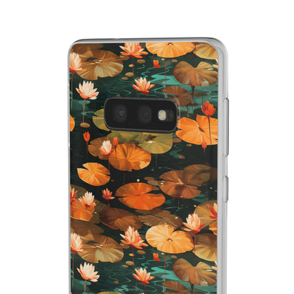 Orange Lotus Whisper: Autumn on the Water - Flexible Phone Case