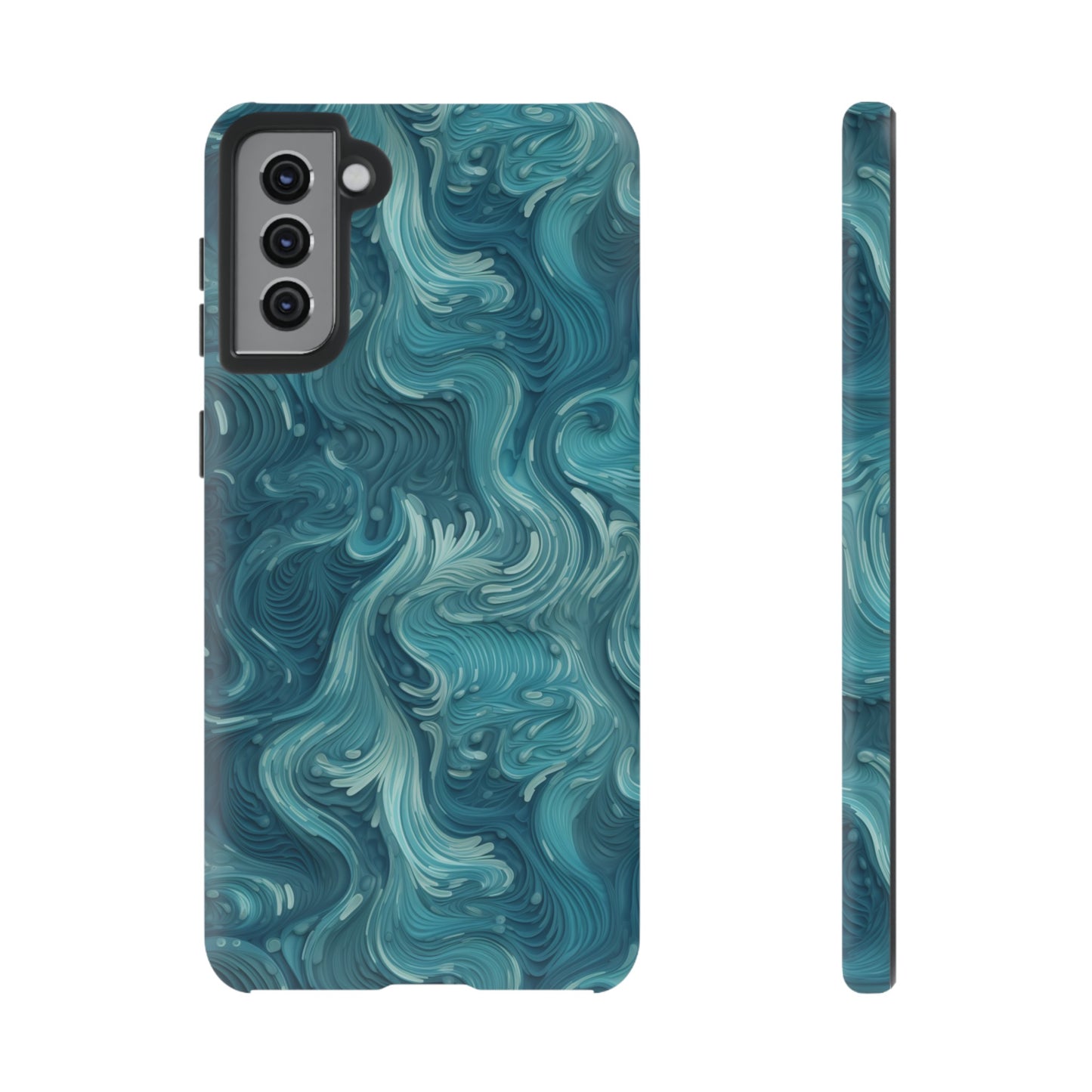 Azure Depths: Layered Blue Topographic Design Tough Phone Case