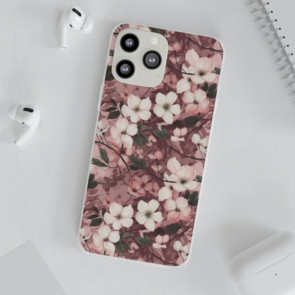 Sparse Dogwood Blossom Phone Case - Elegant Floral Design for Your Smartphone - Flexi Cases Phone Case Pattern Symphony iPhone 13 Pro Max with gift packaging  