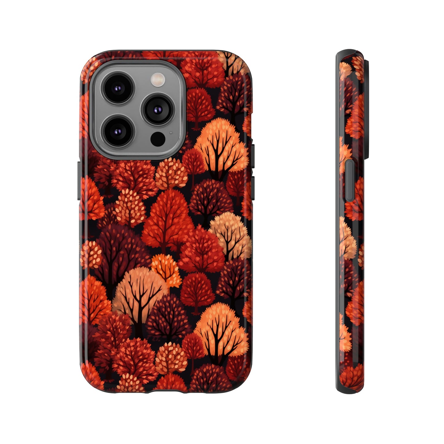 Crimson Forest: Autumn Trees in Vibrant Detail - Tough Phone Case