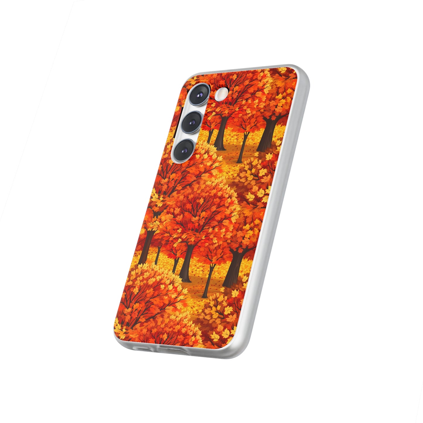 Impasto-Style Woodlands: High-Contrast Autumn Foliage - Flexible Phone Case