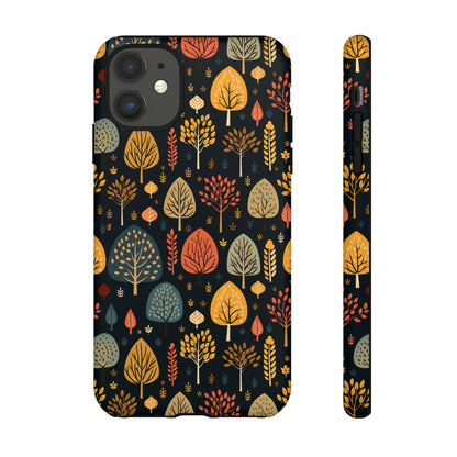 Mid-Century Mosaic: Dappled Leaves and Folk Imagery - Tough Phone Case