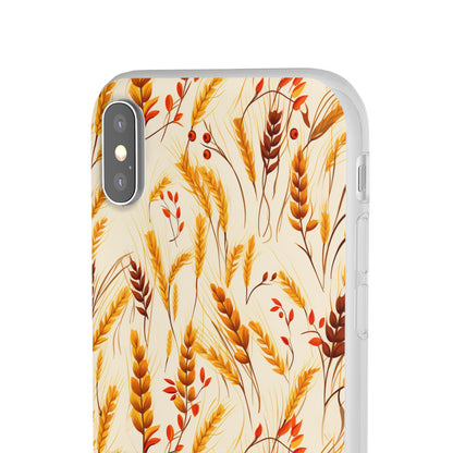 Golden Harvest: An Autumn Collage of Wheat and Berries - Flexible Phone Case