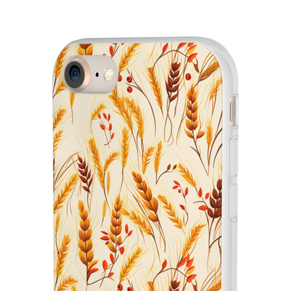 Golden Harvest: An Autumn Collage of Wheat and Berries - Flexible Phone Case