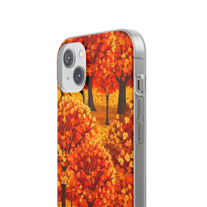 Impasto-Style Woodlands: High-Contrast Autumn Foliage - Flexible Phone Case