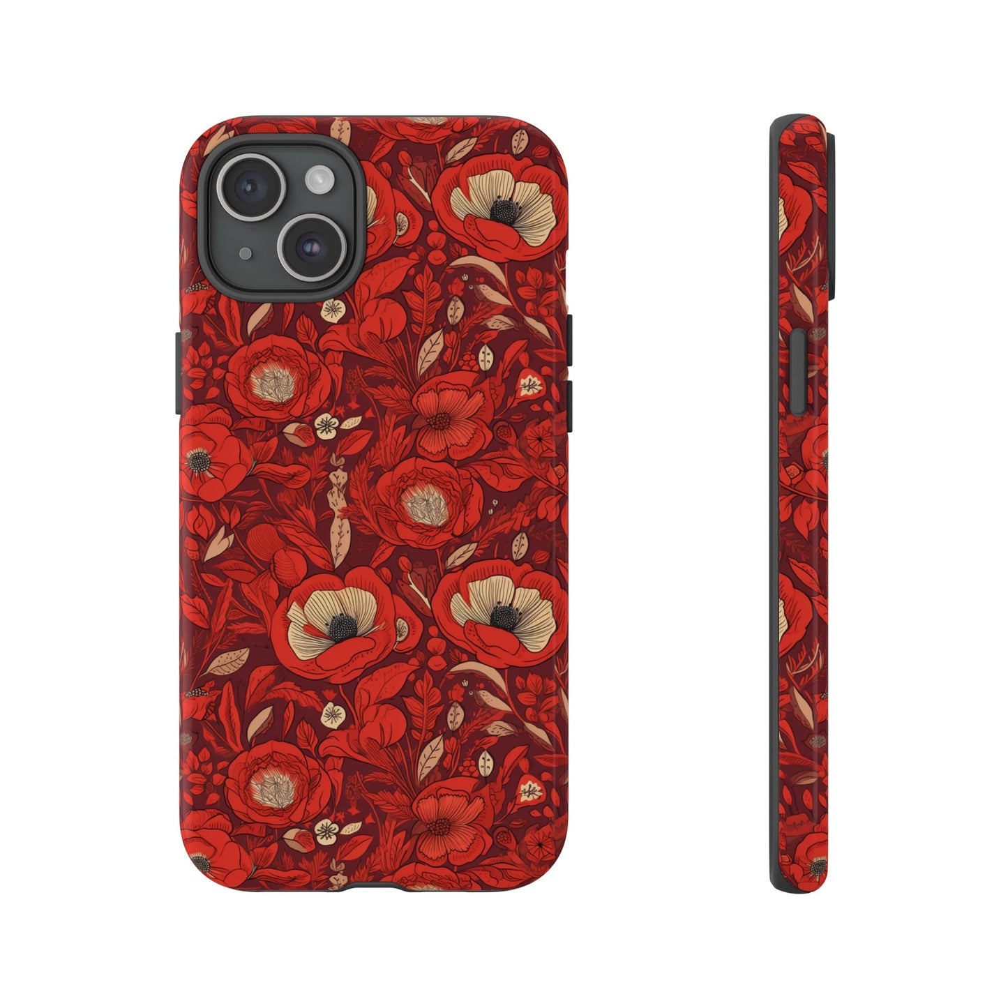 Radiant Spring Blossoms Tough Phone Case - Vibrant Red Floral Design