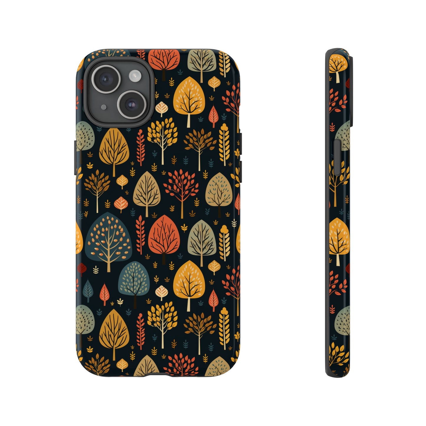 Mid-Century Mosaic: Dappled Leaves and Folk Imagery - Tough Phone Case