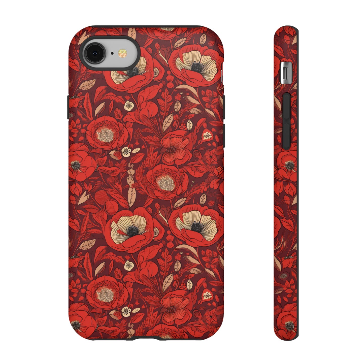 Radiant Spring Blossoms Tough Phone Case - Vibrant Red Floral Design