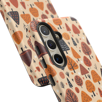 Terracotta Tree Tapestry: A Playful Autumn Mosaic - Tough Phone Case