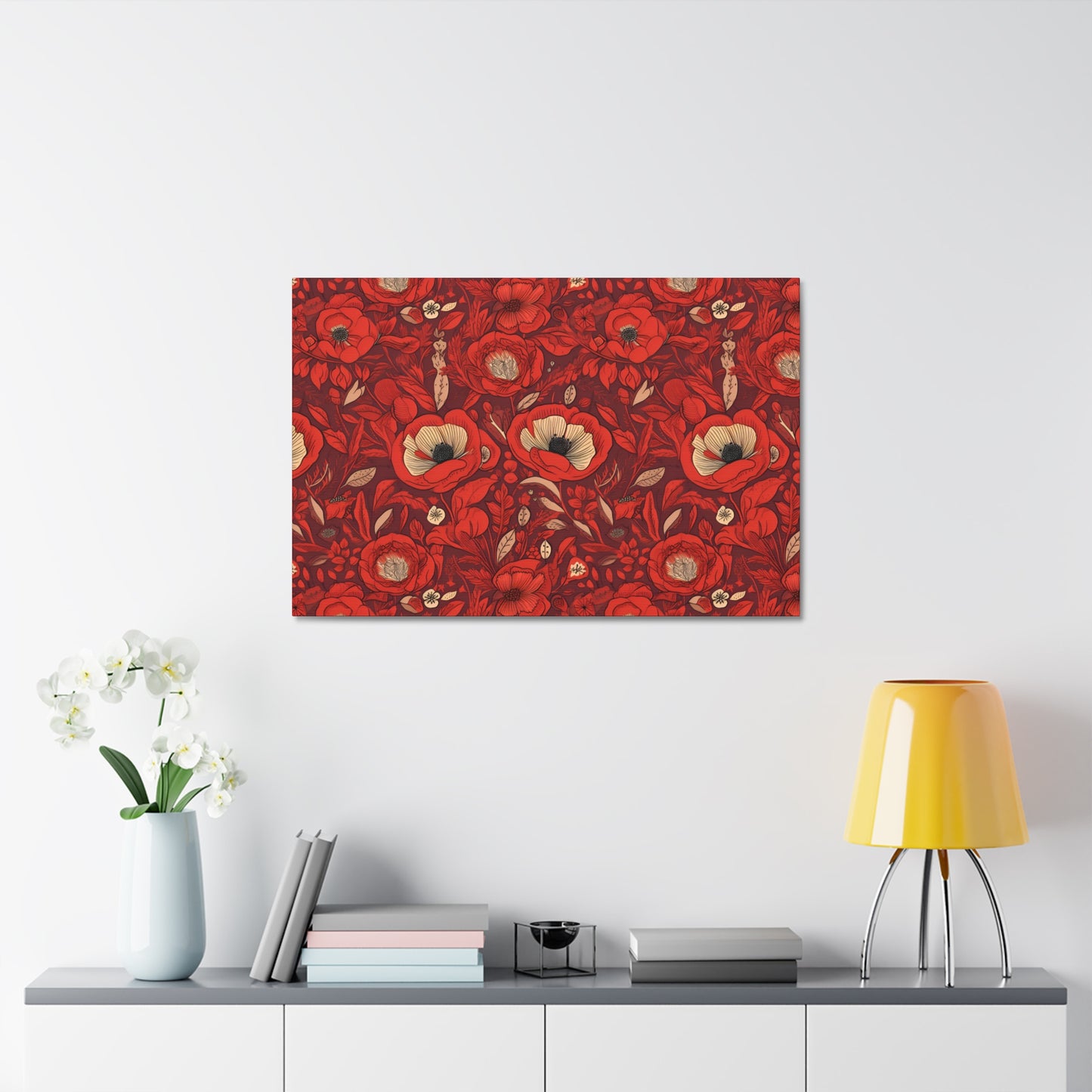 Radiant Spring Blossoms - Vibrant Red Floral Design - Wall Art Canvas