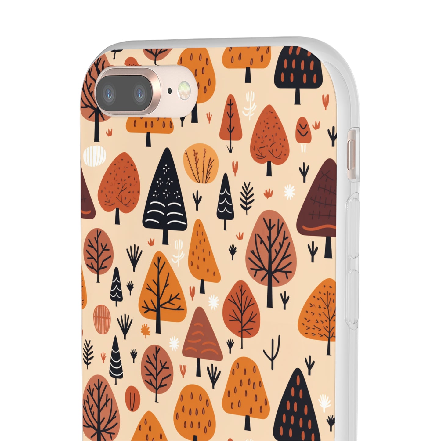 Terracotta Tree Tapestry: A Playful Autumn Mosaic - Flexible Phone Case