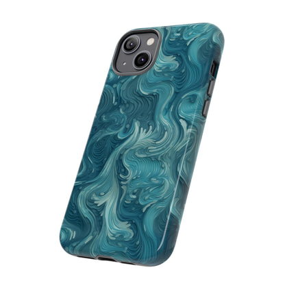 Azure Depths: Layered Blue Topographic Design Tough Phone Case