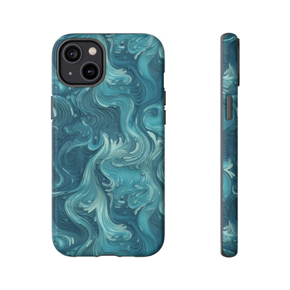 Azure Depths: Layered Blue Topographic Design Tough Phone Case