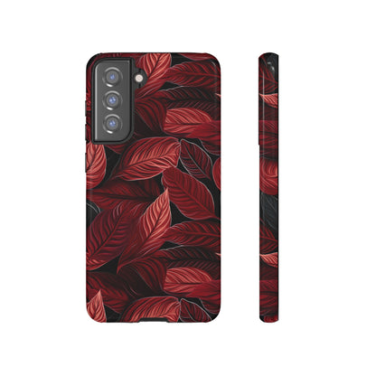 Scarlet Whispers: Lush Autumn Colours in Botanical Bliss - Tough Phone Case