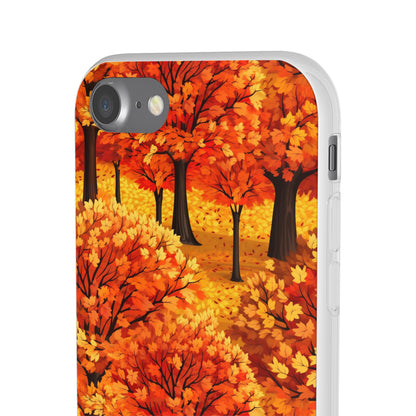 Impasto-Style Woodlands: High-Contrast Autumn Foliage - Flexible Phone Case