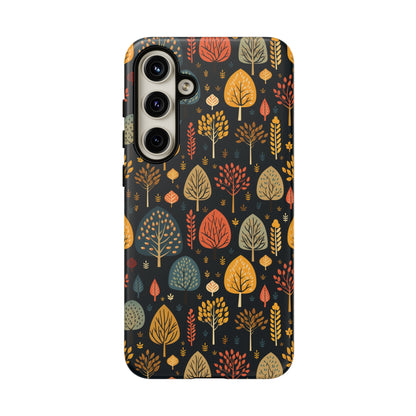 Mid-Century Mosaic: Dappled Leaves and Folk Imagery - Tough Phone Case