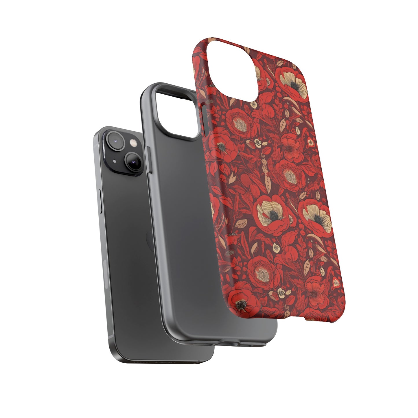 Radiant Spring Blossoms Tough Phone Case - Vibrant Red Floral Design