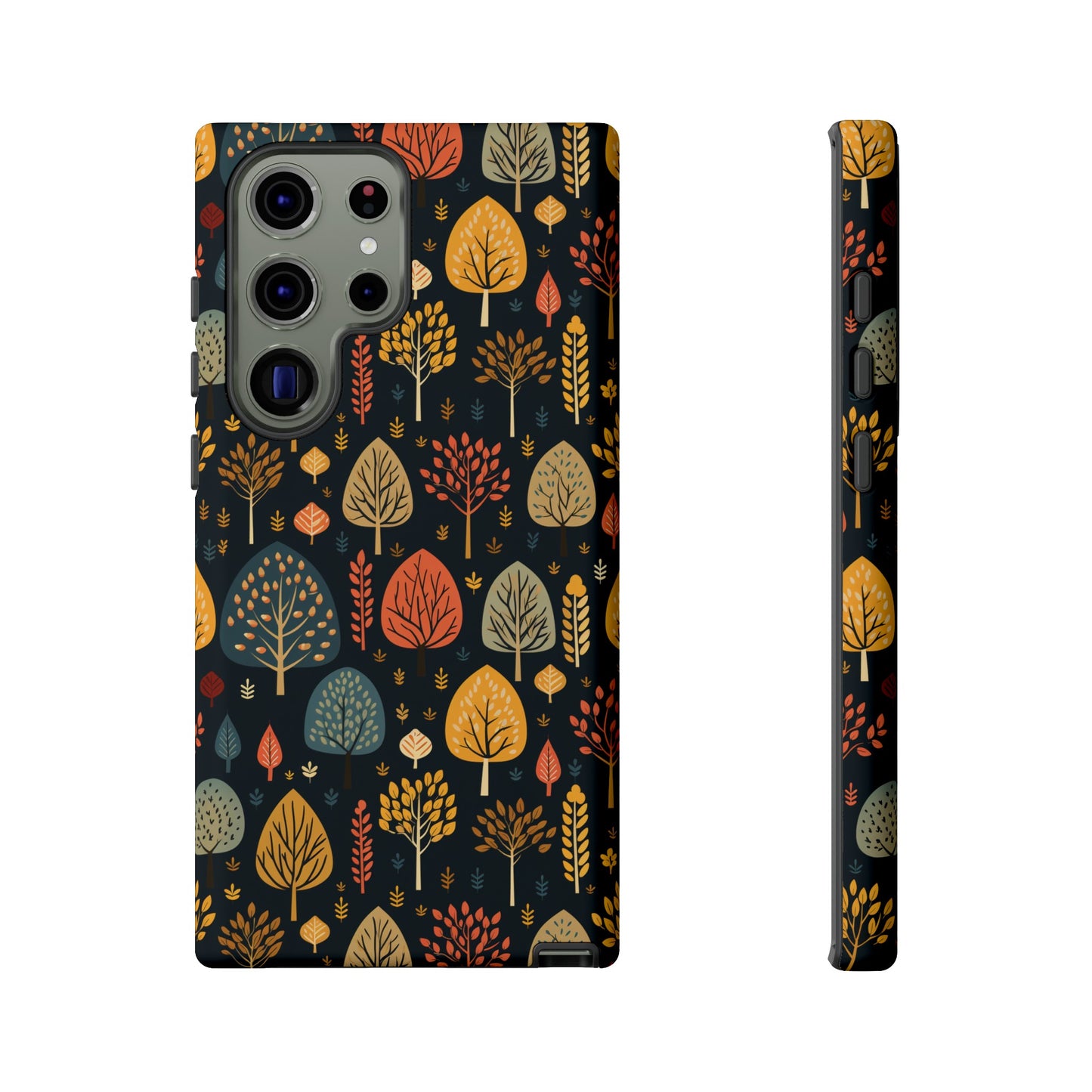 Mid-Century Mosaic: Dappled Leaves and Folk Imagery - Tough Phone Case