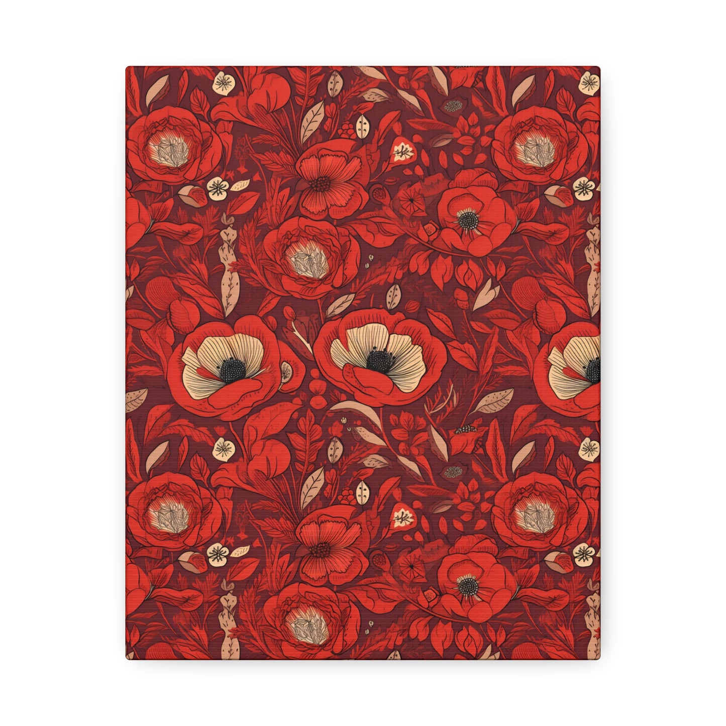 Radiant Spring Blossoms - Vibrant Red Floral Design - Wall Art Canvas