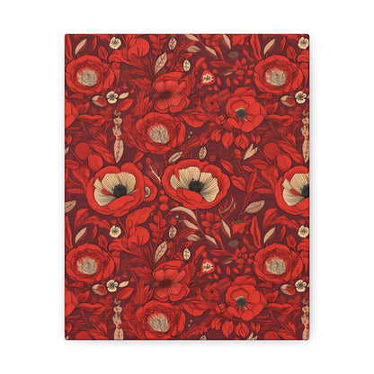 Radiant Spring Blossoms - Vibrant Red Floral Design - Wall Art Canvas