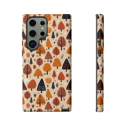 Terracotta Tree Tapestry: A Playful Autumn Mosaic - Tough Phone Case