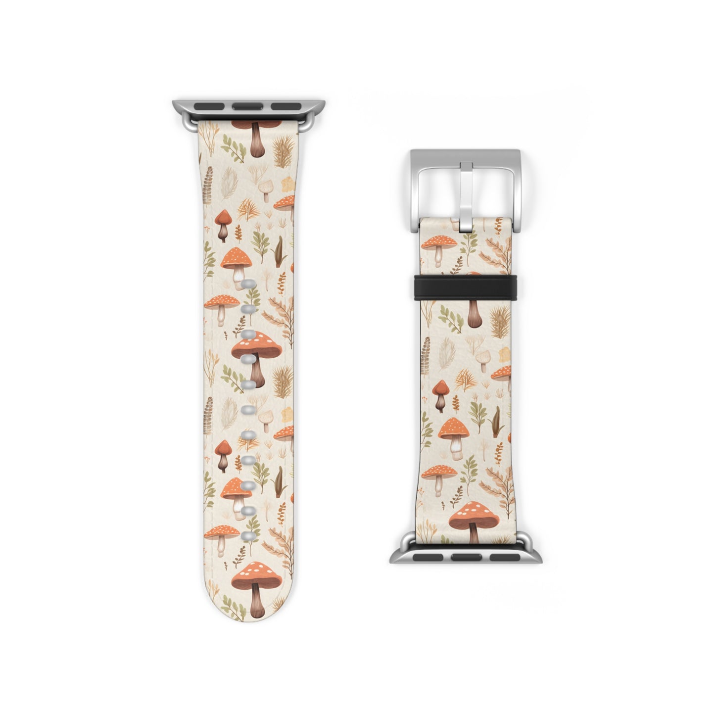 Mushroom Haven: Autumnal Tones Botanical Illustration - Apple Watch Strap