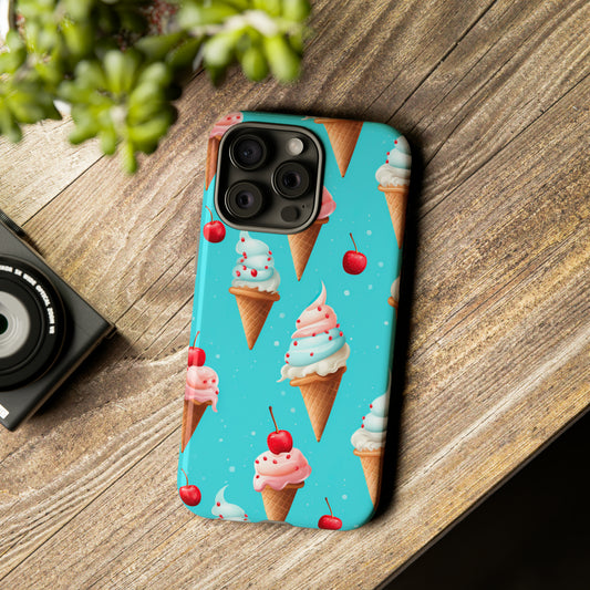 Sundae Funday - Ice Cream Cone Pattern Phone Case - iPhone & Samsung Compatible Phone Case Pattern Symphony iPhone 15 Pro Max Glossy 