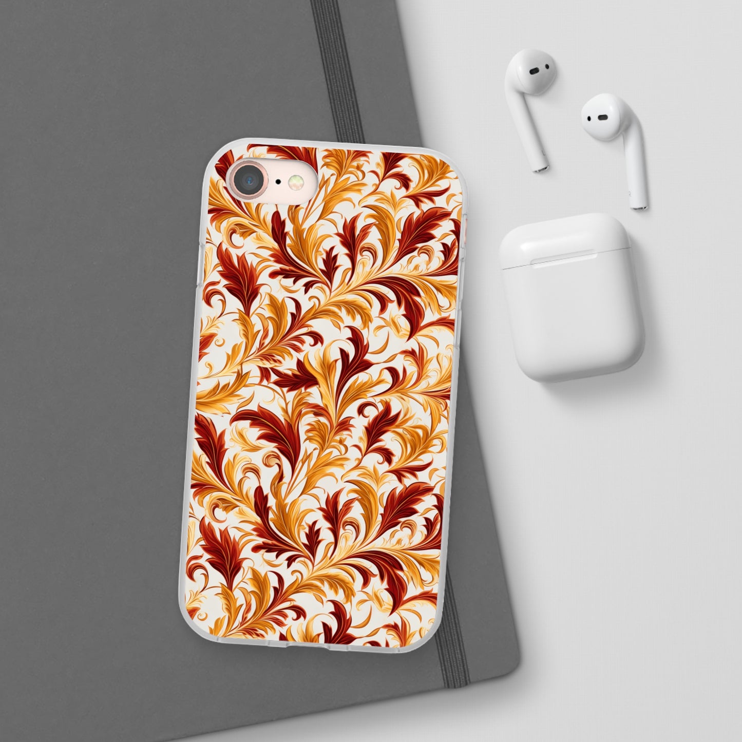 Swirling Autumn: Vortexes of Fall Foliage in Gold and Bronze - Flexible Phone Case