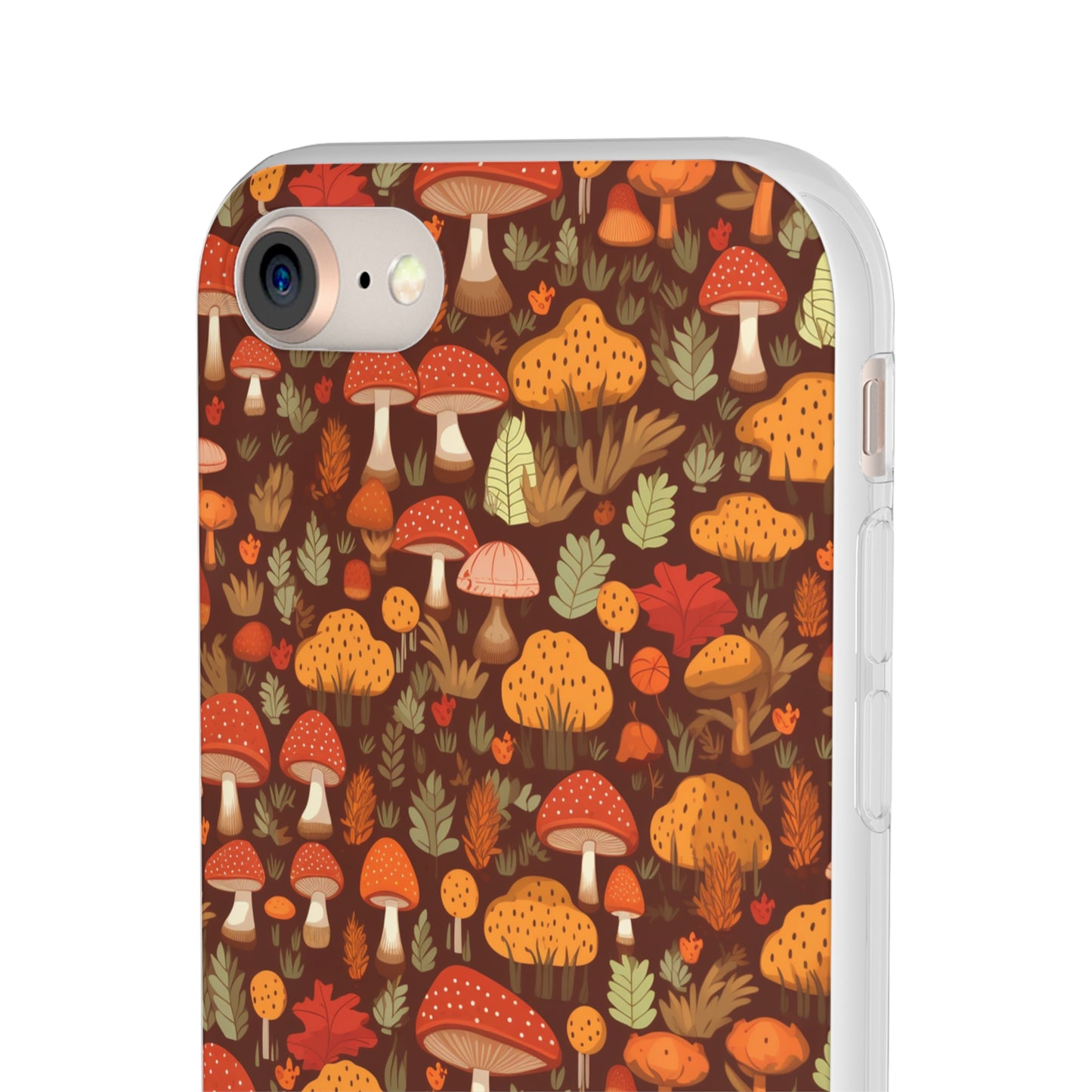 Autumn Spore Wonderland: Enchanting Mushroom and Leaf Designs - Flexible Phone Case