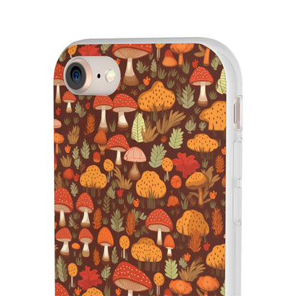 Autumn Spore Wonderland: Enchanting Mushroom and Leaf Designs - Flexible Phone Case