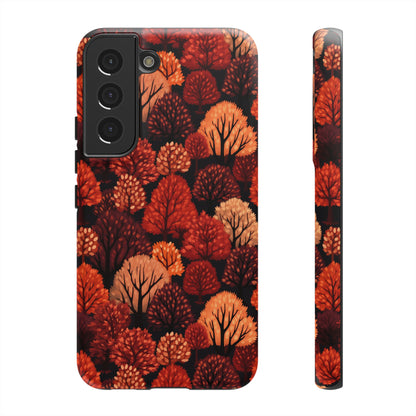 Crimson Forest: Autumn Trees in Vibrant Detail - Tough Phone Case