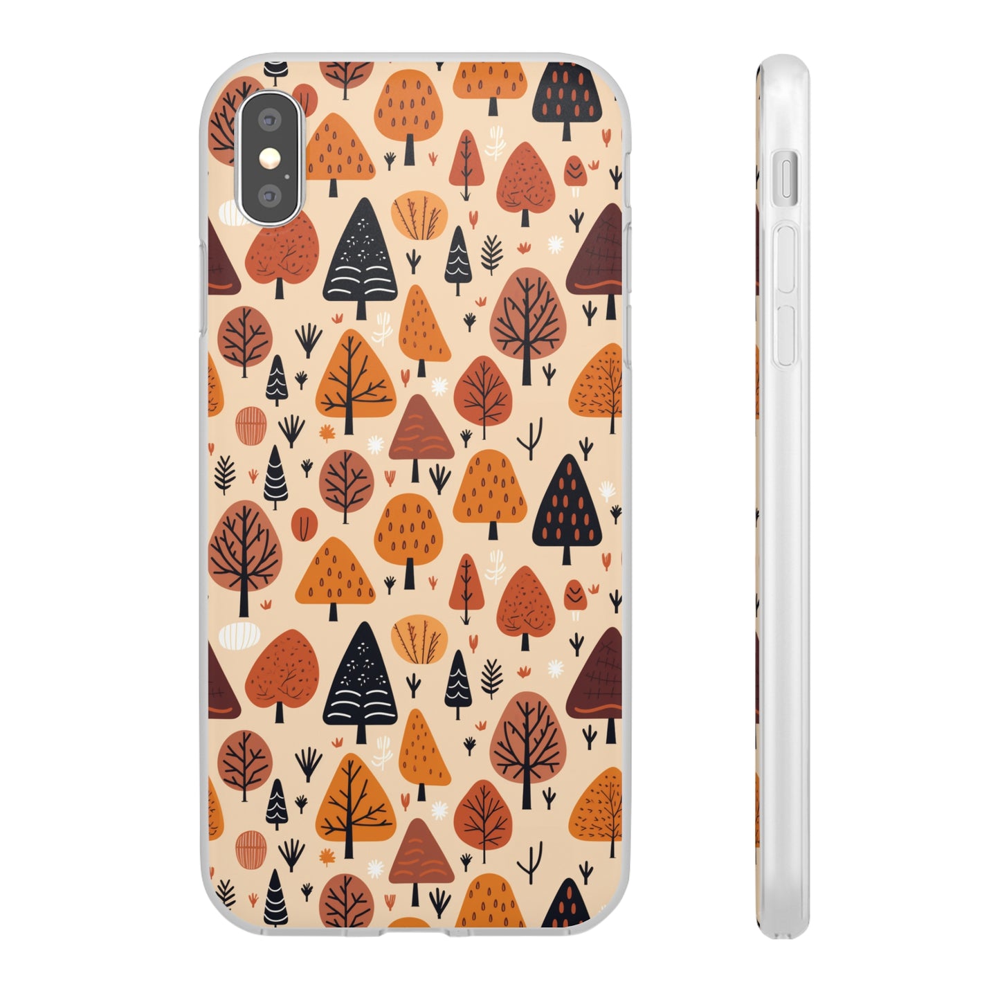 Terracotta Tree Tapestry: A Playful Autumn Mosaic - Flexible Phone Case