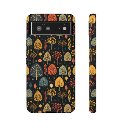 Mid-Century Mosaic: Dappled Leaves and Folk Imagery - Tough Phone Case